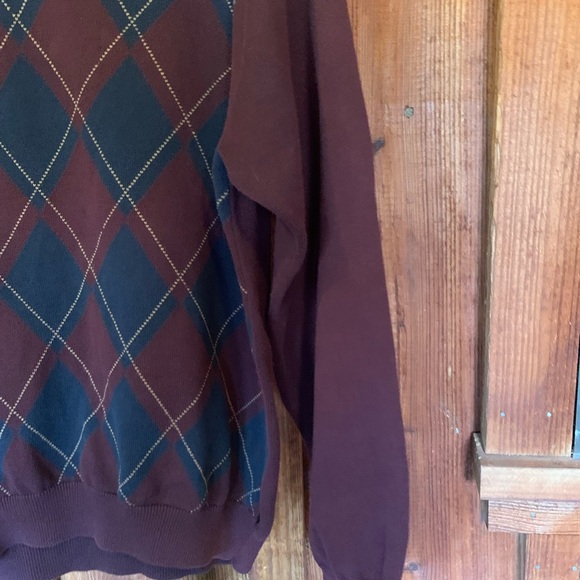 Vintage Izod Sweater Burgundy Navy Blue V-Neck Size XL - Picture 6 of 13